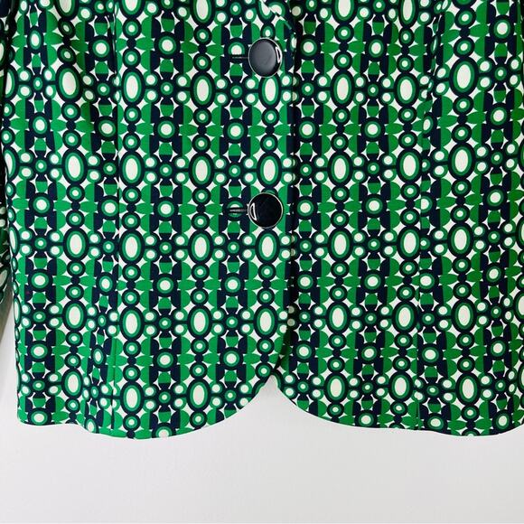 Josephine Chaus green blue white abstract button office retro preppy blazer 8 - Picture 3 of 7